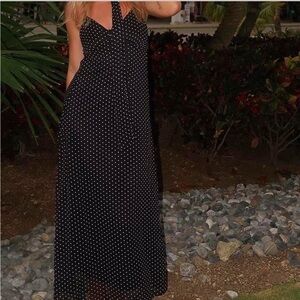 Elegant Black Polka Dot Maxi Dress